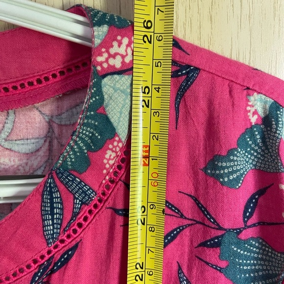 Wonderly Relaxed Gauze Peasant Top in Pink Dotty floral Sz XL - Picture 6 of 9